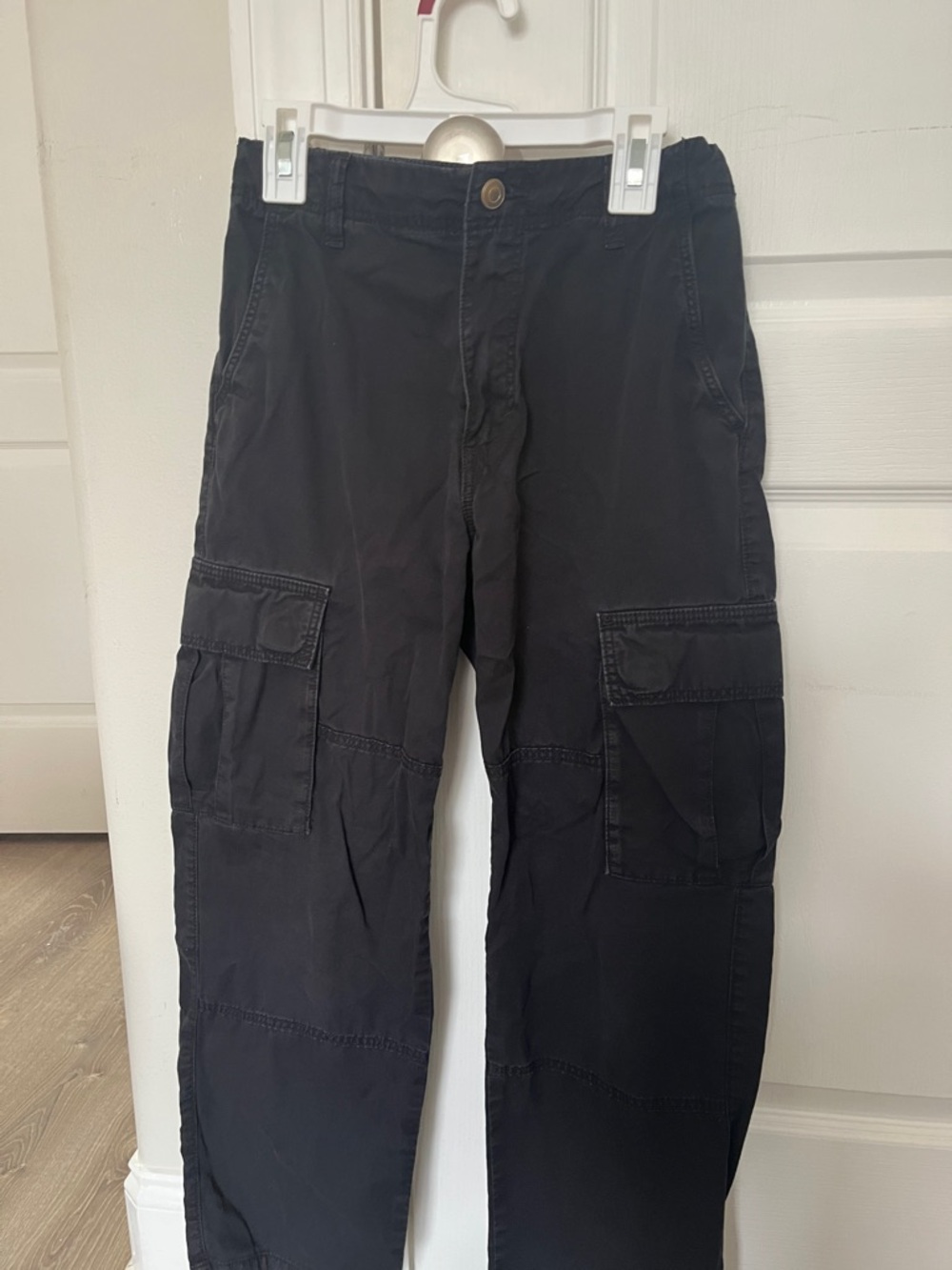 H&M Boys Black Cargo Pants with Patch Pockets